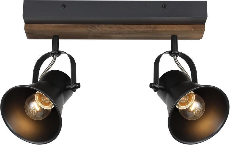 SEEBLEN 2-Light Track Light Fixtures, Adjustable Ceiling/Wall Mount, Industrial Black Kitchen Track Lighting for Living Room, Dining Room, Hallway, Bathroom - Image 1